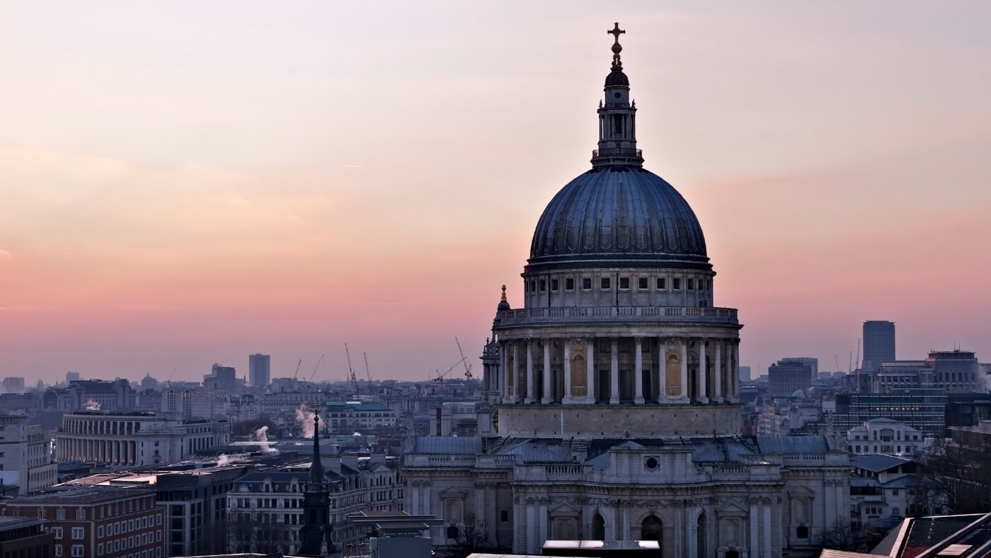 London skyline shot with st pauls cathedral